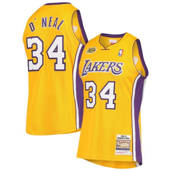 Shaquille O'Neal Los Angeles Lakers Mitchell & Ness 2000 NBA Finals Hardwood Classics Authentic Jersey - Gold - Image 2