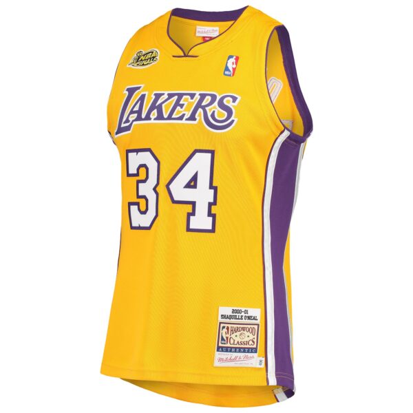 Shaquille O'Neal Los Angeles Lakers Mitchell & Ness 2000 NBA Finals Hardwood Classics Authentic Jersey - Gold - Image 3