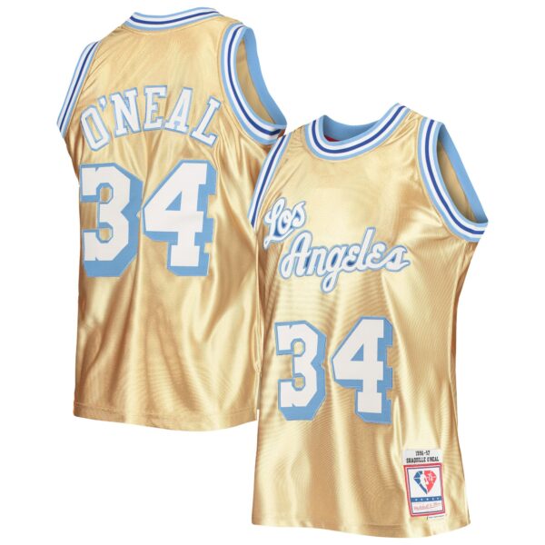 Shaquille O'Neal Los Angeles Lakers Mitchell & Ness 75th Anniversary 1996/97 Hardwood Classics Swingman Jersey - Gold - Image 2