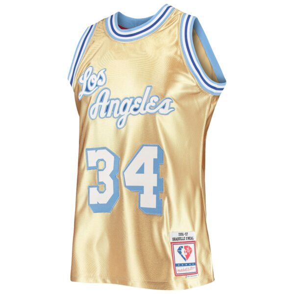 Shaquille O'Neal Los Angeles Lakers Mitchell & Ness 75th Anniversary 1996/97 Hardwood Classics Swingman Jersey - Gold - Image 3
