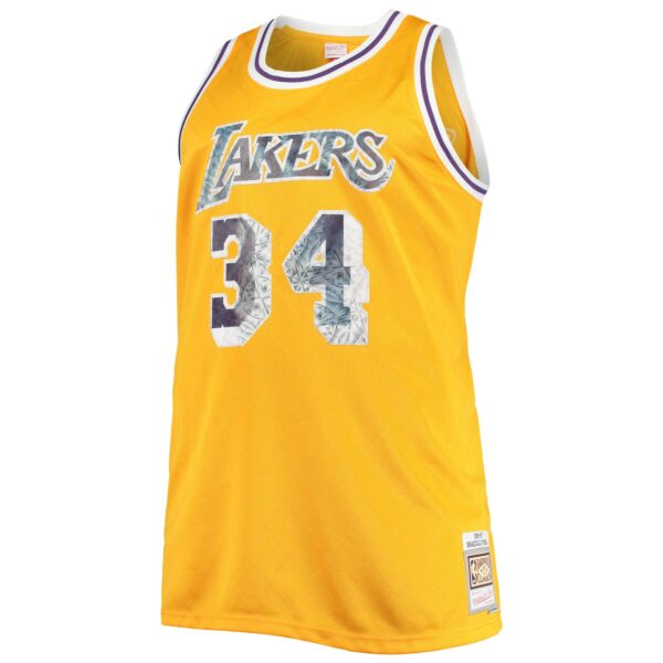 Shaquille O'Neal Los Angeles Lakers Mitchell & Ness Big & Tall 1996-97 NBA 75th Anniversary Diamond Swingman Jersey - Gold - Image 3