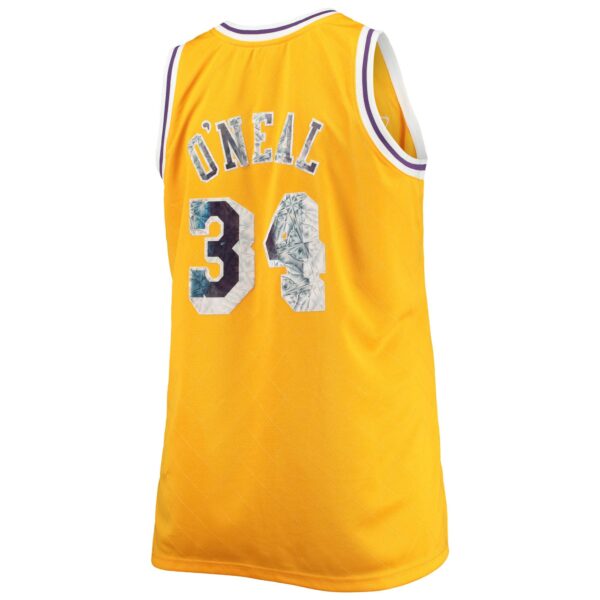 Shaquille O'Neal Los Angeles Lakers Mitchell & Ness Big & Tall 1996-97 NBA 75th Anniversary Diamond Swingman Jersey - Gold - Image 4
