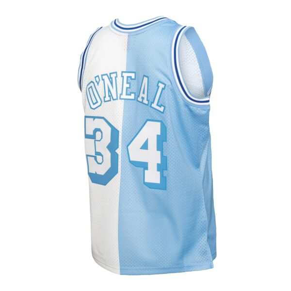 Shaquille O'Neal Los Angeles Lakers Mitchell & Ness Big & Tall Hardwood Classics 1996/97 Split Swingman Jersey - Powder Blue/White - Image 4