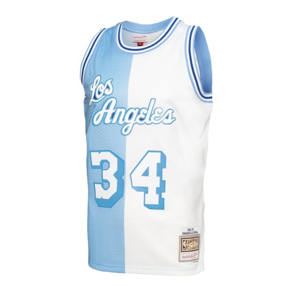 Shaquille O'Neal Los Angeles Lakers Mitchell & Ness Big & Tall Hardwood Classics 1996/97 Split Swingman Jersey - Powder Blue/White - Image 3