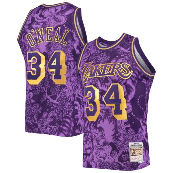 Shaquille O'Neal Los Angeles Lakers Mitchell & Ness Hardwood Classics 1996/97 Lunar New Year Swingman Jersey - Purple - Image 2