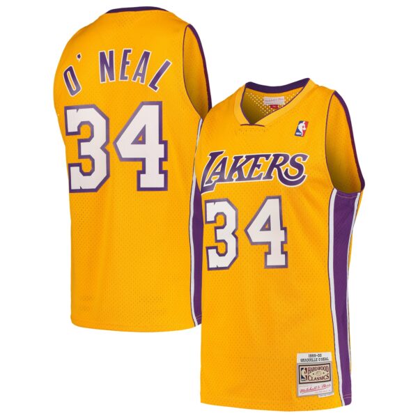 Shaquille O'Neal Los Angeles Lakers Mitchell & Ness Hardwood Classics Swingman Jersey - Gold - Image 2