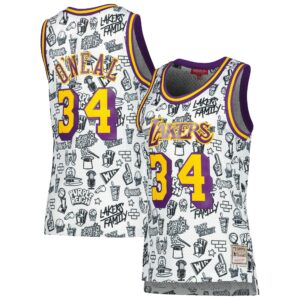 Shaquille O'Neal Los Angeles Lakers Mitchell & Ness Women's 1996 Doodle Swingman Jersey - White