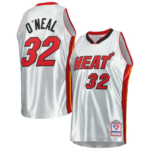 Shaquille O'Neal Miami Heat Mitchell & Ness 2005/06 Hardwood Classics 75th Anniversary Swingman Jersey - Platinum - Image 2