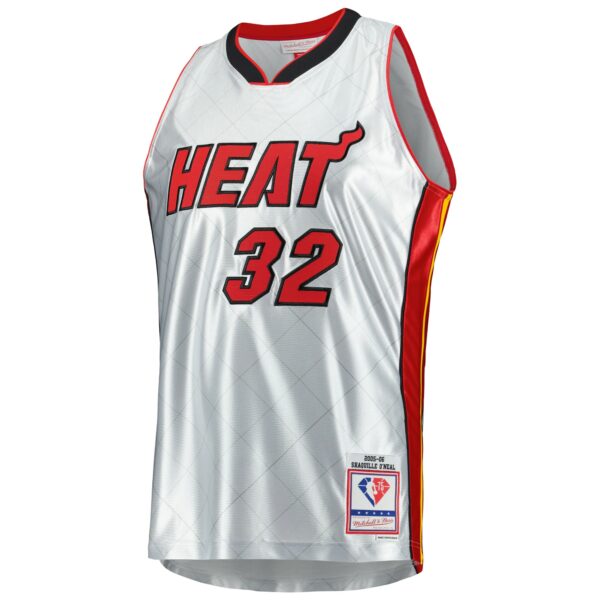 Shaquille O'Neal Miami Heat Mitchell & Ness 2005/06 Hardwood Classics 75th Anniversary Swingman Jersey - Platinum - Image 3
