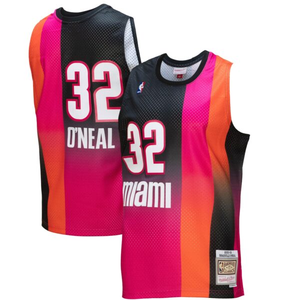 Shaquille O'Neal Miami Heat Mitchell & Ness 2005/06 Hardwood Classics Fadeaway Swingman Player Jersey - Pink/Black - Image 2