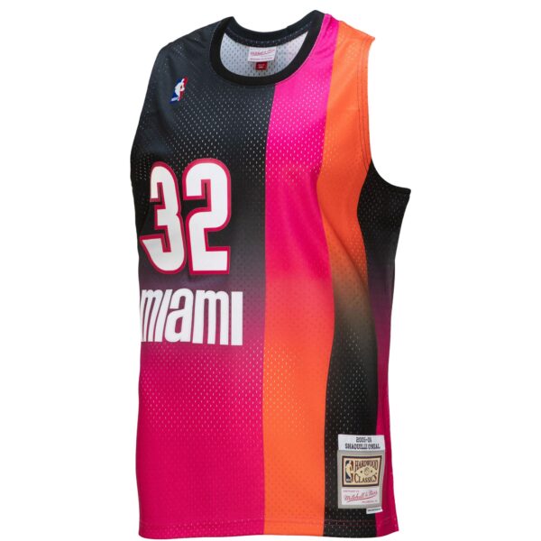 Shaquille O'Neal Miami Heat Mitchell & Ness 2005/06 Hardwood Classics Fadeaway Swingman Player Jersey - Pink/Black - Image 3