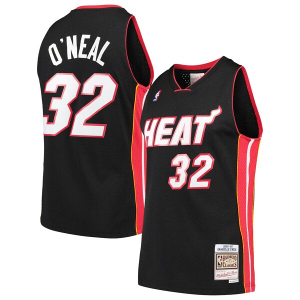 Shaquille O'Neal Miami Heat Mitchell & Ness Hardwood Classics Swingman Jersey - Black - Image 2