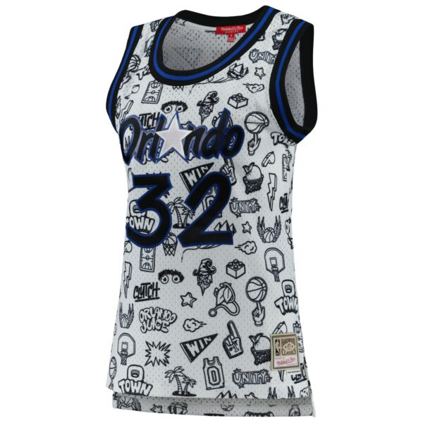 Shaquille O'Neal Orlando Magic Mitchell & Ness Women's 1994 Doodle Swingman Jersey - White - Image 3