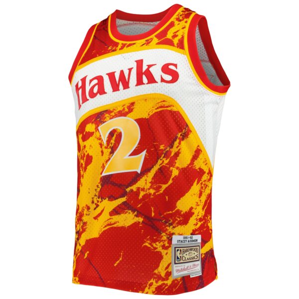 Stacey Augmon Atlanta Hawks Mitchell & Ness 1991/92 Hardwood Classics Marble Swingman Jersey - Red - Image 3