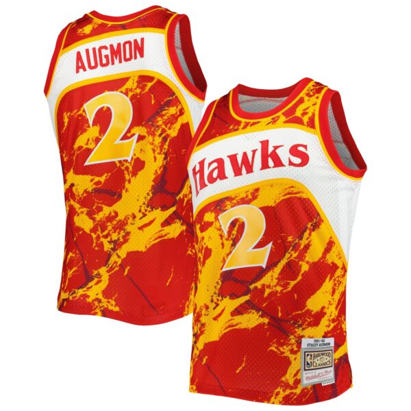 Stacey Augmon Atlanta Hawks Mitchell & Ness 1991/92 Hardwood Classics Marble Swingman Jersey - Red - Image 2