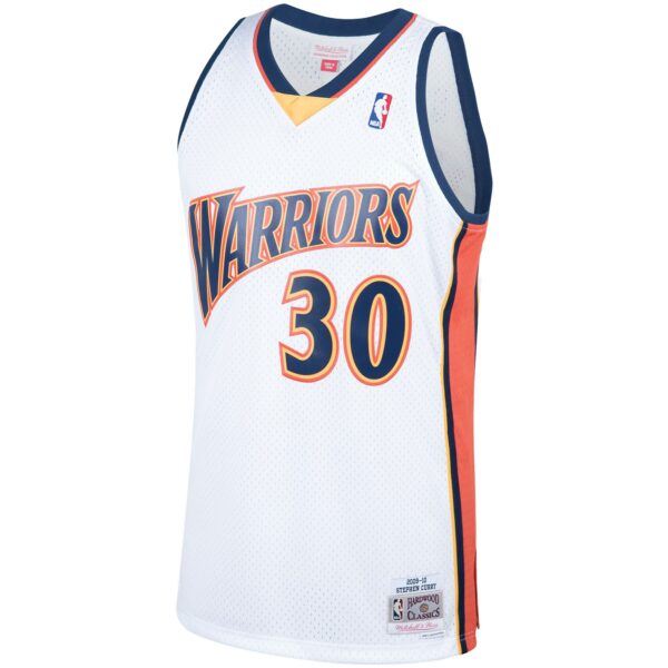 Stephen Curry Golden State Warriors Mitchell & Ness Hardwood Classics Swingman Jersey - White - Image 3