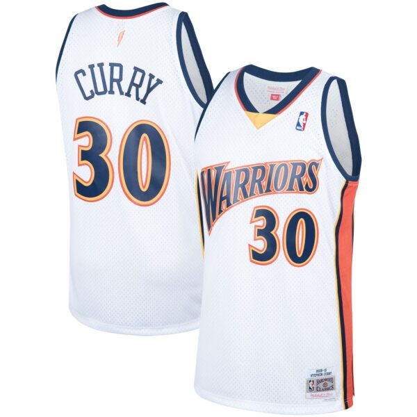 Stephen Curry Golden State Warriors Mitchell & Ness Hardwood Classics Swingman Jersey - White - Image 2