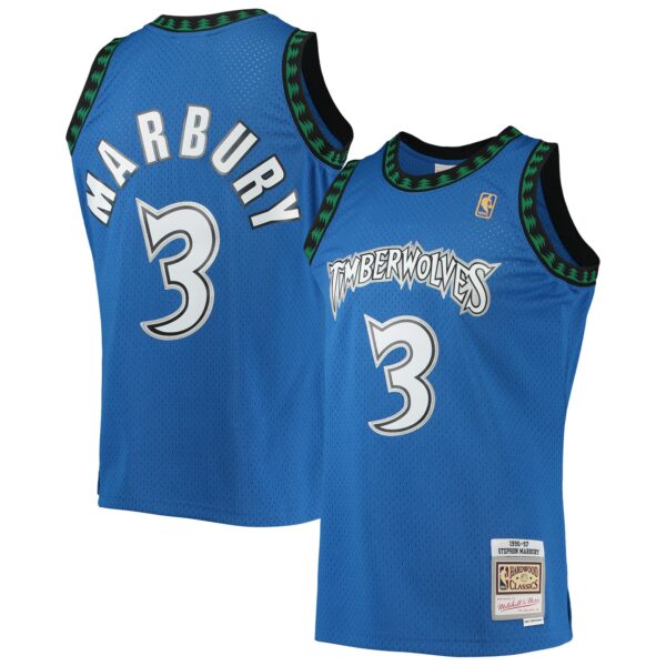 Stephon Marbury Minnesota Timberwolves Mitchell & Ness 1996/97 Hardwood Classics Swingman Jersey - Blue - Image 2