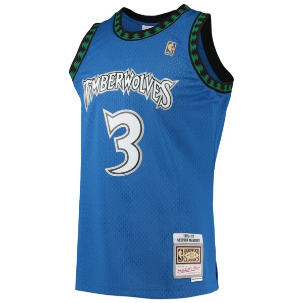 Stephon Marbury Minnesota Timberwolves Mitchell & Ness 1996/97 Hardwood Classics Swingman Jersey - Blue - Image 3