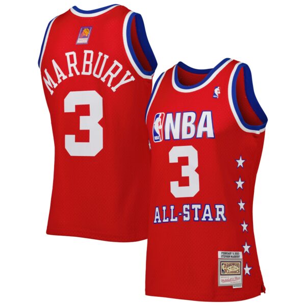 Stephon Marbury Western Conference Mitchell & Ness 2003 All Star Game Swingman Jersey - Red - Image 2