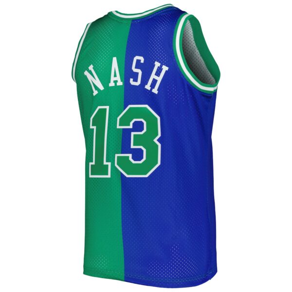 Steve Nash Dallas Mavericks Mitchell & Ness Hardwood Classics 1998/99 Split Swingman Jersey - Blue/Green - Image 4