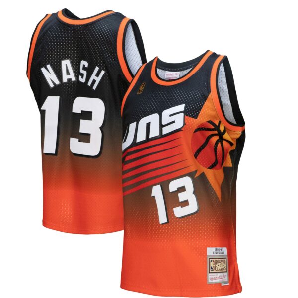 Steve Nash Phoenix Suns Mitchell & Ness 1996/97 Hardwood Classics Fadeaway Swingman Player Jersey - Orange/Black - Image 2