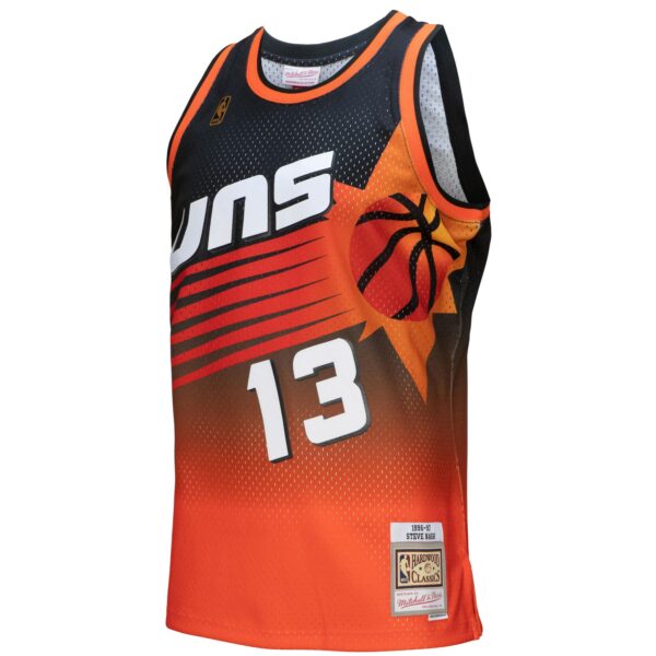 Steve Nash Phoenix Suns Mitchell & Ness 1996/97 Hardwood Classics Fadeaway Swingman Player Jersey - Orange/Black - Image 3