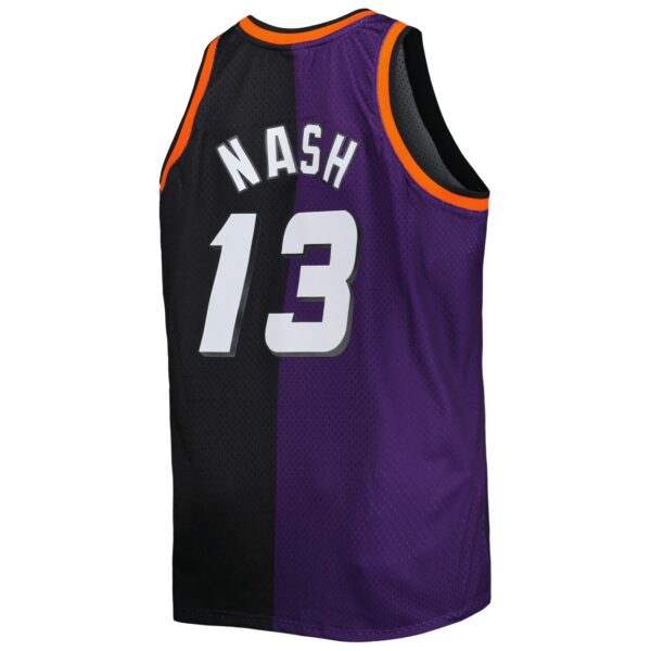 Steve Nash Phoenix Suns Mitchell & Ness Big & Tall Hardwood Classics 1996/97 Split Swingman Jersey - Purple/Black - Image 4