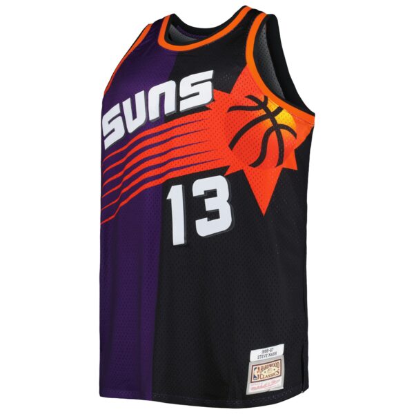 Steve Nash Phoenix Suns Mitchell & Ness Big & Tall Hardwood Classics 1996/97 Split Swingman Jersey - Purple/Black - Image 3