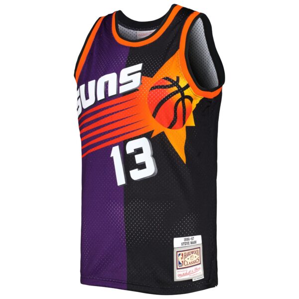Steve Nash Phoenix Suns Mitchell & Ness Hardwood Classics 1996/97 Split Swingman Jersey - Purple/Black - Image 3