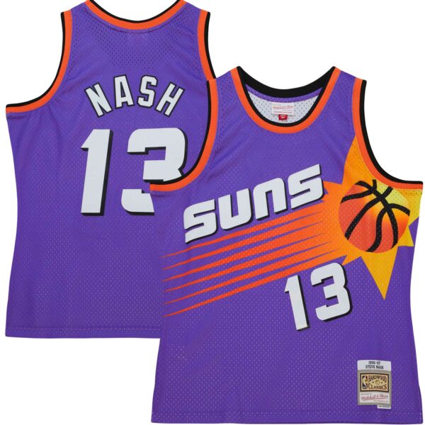 Steve Nash Phoenix Suns Mitchell & Ness Hardwood Classics 1996/97 Tropical Swingman Jersey - Purple - Image 2