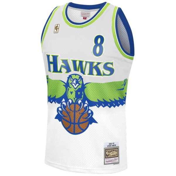 Steve Smith Atlanta Hawks Mitchell & Ness 1996-97 Hardwood Classics Reload 3.0 Swingman Jersey - White - Image 3