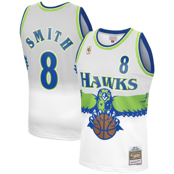 Steve Smith Atlanta Hawks Mitchell & Ness 1996-97 Hardwood Classics Reload 3.0 Swingman Jersey - White - Image 2