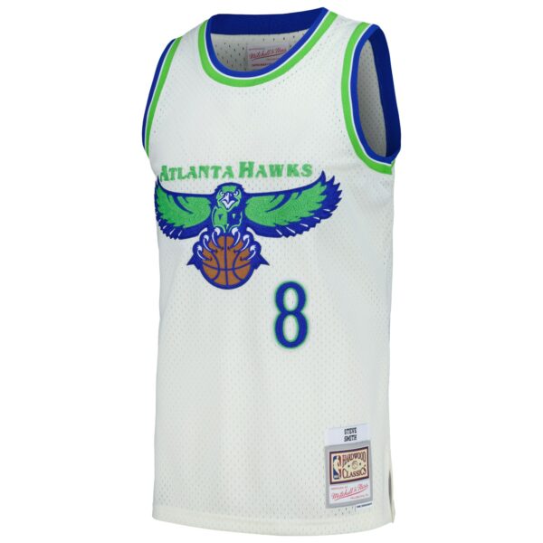 Steve Smith Atlanta Hawks Mitchell & Ness Chainstitch Swingman Jersey - Cream - Image 3