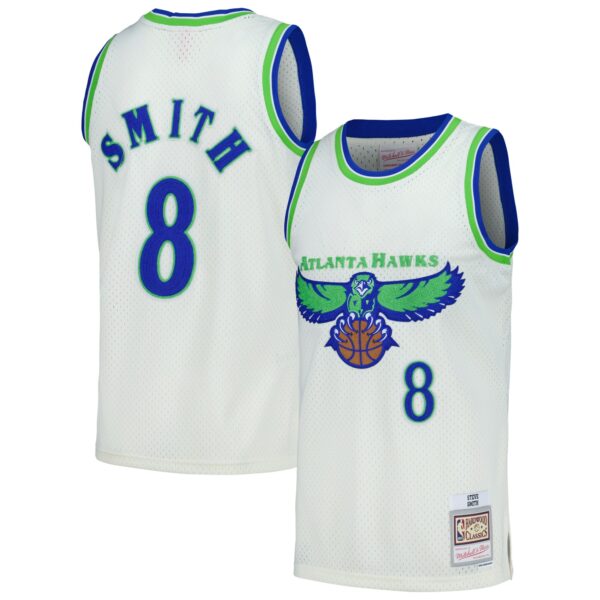 Steve Smith Atlanta Hawks Mitchell & Ness Chainstitch Swingman Jersey - Cream - Image 2