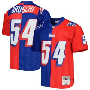 Tedy Bruschi New England Patriots Mitchell & Ness 1996 Split Legacy Replica Jersey - Royal-Red