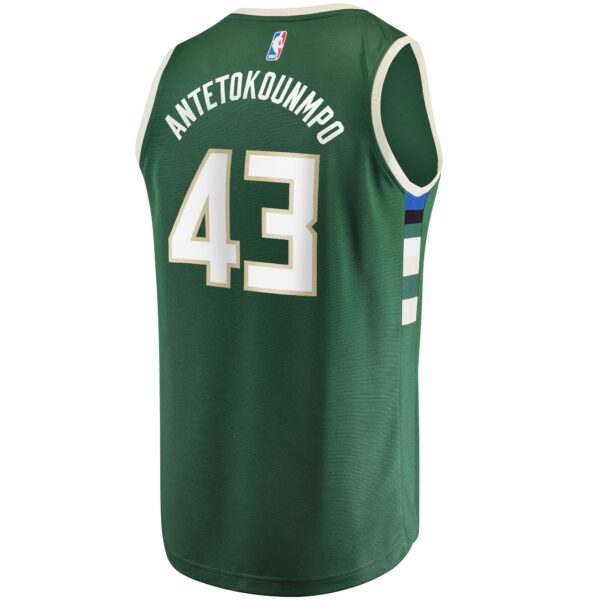 Thanasis Antetokounmpo Milwaukee Bucks Fanatics Fast Break Replica Player Jersey - Icon Edition - Hunter Green - Image 4