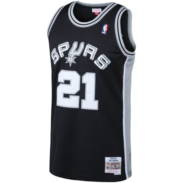 Tim Duncan San Antonio Spurs Mitchell & Ness 1998/99 Big & Tall Hardwood Classics Swingman Jersey - Black - Image 3