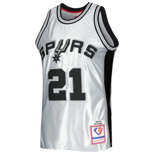 Tim Duncan San Antonio Spurs Mitchell & Ness 1998/99 Hardwood Classics 75th Anniversary Swingman Jersey - Platinum - Image 3