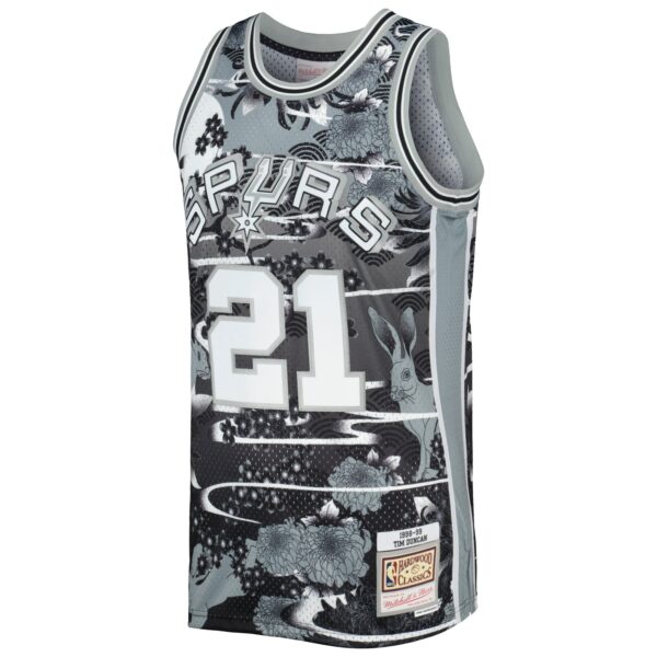 Tim Duncan San Antonio Spurs Mitchell & Ness 1998/99 Hardwood Classics Lunar New Year Swingman Jersey - Silver - Image 3