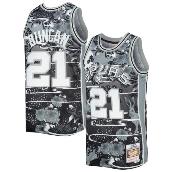 Tim Duncan San Antonio Spurs Mitchell & Ness 1998/99 Hardwood Classics Lunar New Year Swingman Jersey - Silver - Image 2