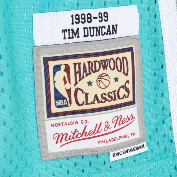 Tim Duncan San Antonio Spurs Mitchell & Ness Hardwood Classics 1998/99 Split Swingman Jersey - Black/Teal - Image 5