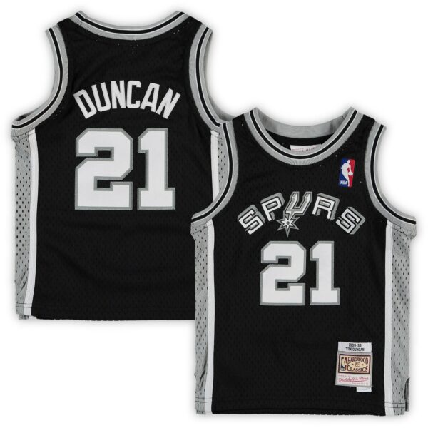 Tim Duncan San Antonio Spurs Mitchell & Ness Preschool 1998/99 Hardwood Classics Throwback Team Jersey - Black - Image 2