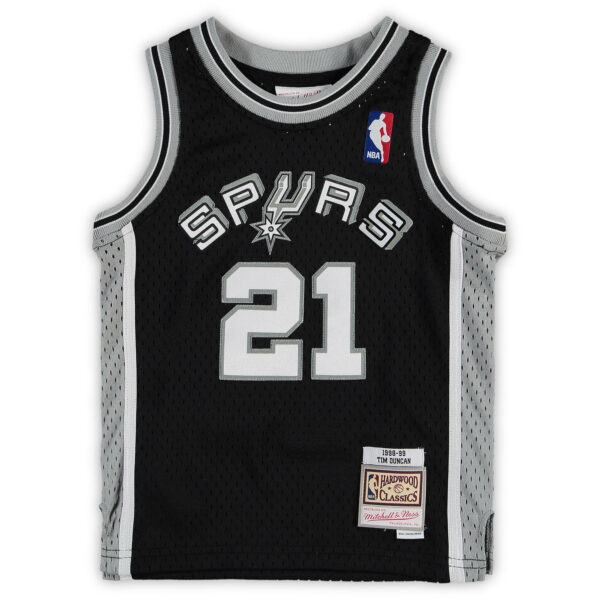 Tim Duncan San Antonio Spurs Mitchell & Ness Preschool 1998/99 Hardwood Classics Throwback Team Jersey - Black - Image 3