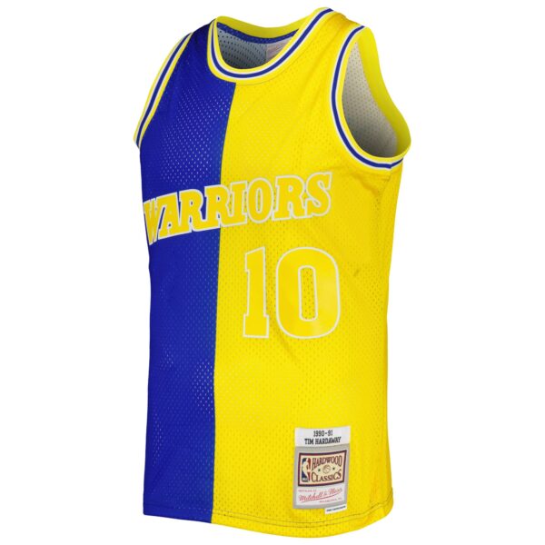 Tim Hardaway Golden State Warriors Mitchell & Ness Hardwood Classics 1990/91 Split Swingman Jersey - Royal/Gold - Image 3