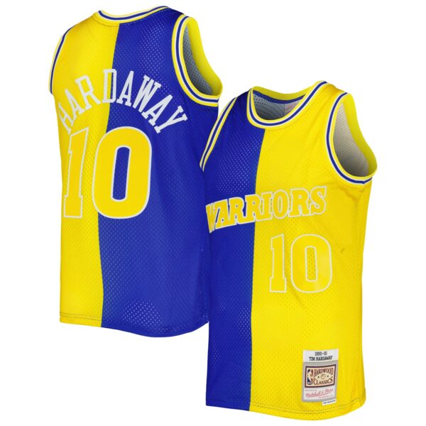 Tim Hardaway Golden State Warriors Mitchell & Ness Hardwood Classics 1990/91 Split Swingman Jersey - Royal/Gold - Image 2