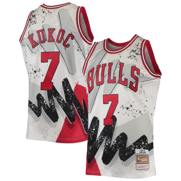 Toni Kukoc Chicago Bulls Mitchell & Ness Hardwood Classics 1995/96 Hyper Hoops Swingman Jersey - White - Image 2