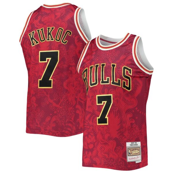 Toni Kukoc Chicago Bulls Mitchell & Ness Hardwood Classics 1997/98 Lunar New Year Swingman Jersey - Red - Image 2