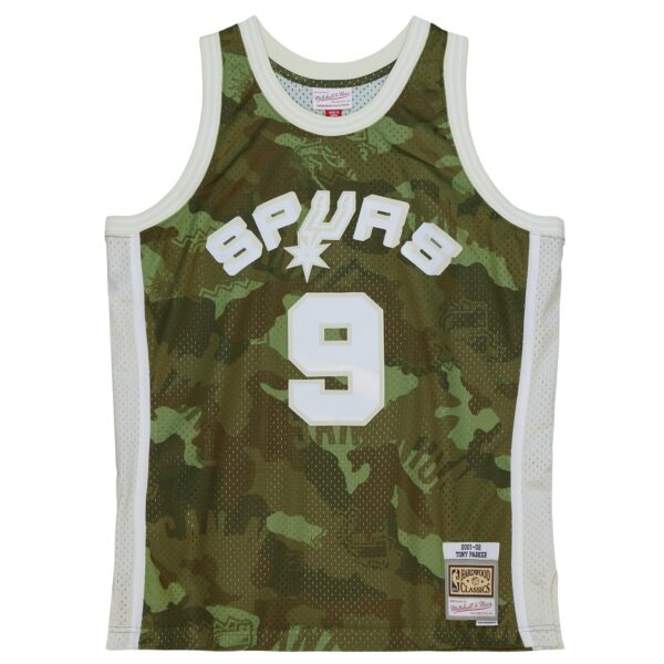Tony Parker San Antonio Spurs Mitchell & Ness Hardwood Classics 2000/01 Ghost Green Swingman Jersey - Camo - Image 3