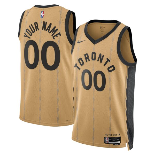 Toronto Raptors Nike Unisex 2023/24 Custom Swingman Jersey - Gold - City Edition - Image 2